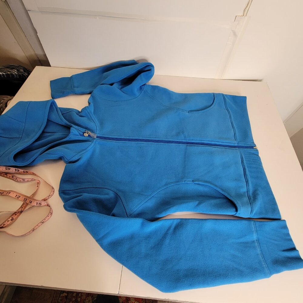 Zella Ladies Bright Azure Blue Fleece Hoody Size L Pockets - Picture 10 of 11
